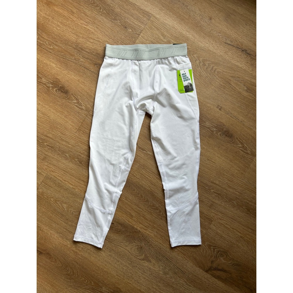 DSG Boys White 3/4 Compression Tights with Media Pocket Size Small NWT
